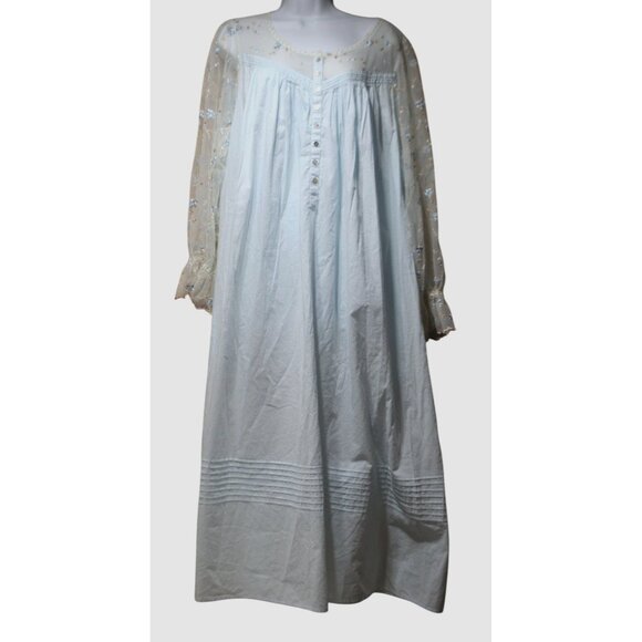 Eileen West Womens Large Long Nightgown Embroidered Flowers Romantic Cottagecore - Picture 1 of 9